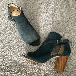 Blue suede heels